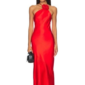 Revolve : lovers+friends silk Elegant Red Halter Dress
